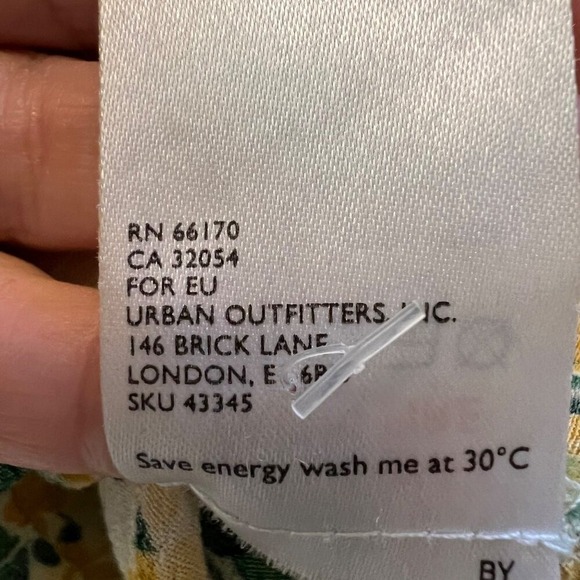 Urban Outfitters Yellow Floral Midi Dress Short Sleeve Button Front Cottagecore - Picture 8 of 11